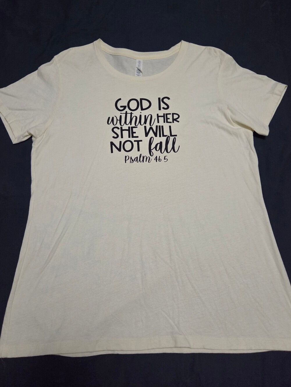 Cream Tee with Black Scripture Print